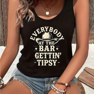 Black Graphic Tank Top